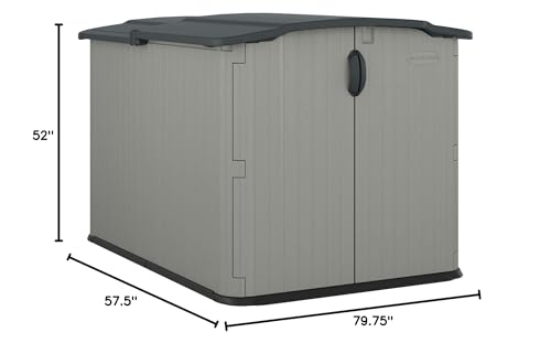 Suncast Glidetop Horizontal Outdoor Storage Shed with Pad-Lockable Sliding Lid and Doors, All-Weather Shed for Yard Storage, 57.5" W x 79.75" D x 52" H, Made in The USA