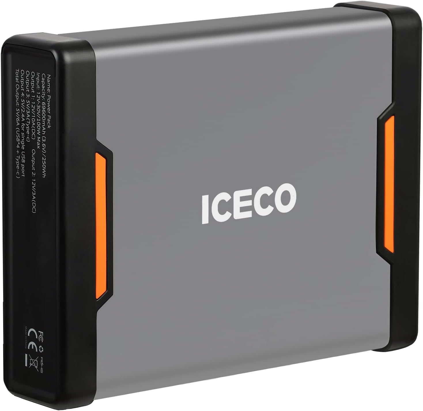 ICECO Portable Power Station PB250 69600mAh, 250Wh Outdoor Solar Generator Mobile Lithium Battery Pack with 2 DC Ports/4 USB Ports/Battery level display for Road Trip Camping, Outdoor Adventure, Hunting Emergency (Suitable for all ICECO Refrigerators