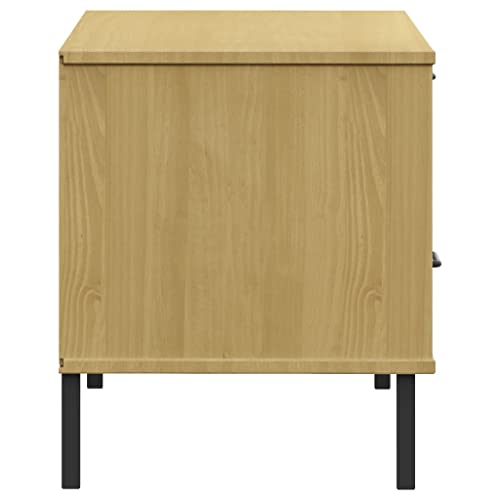TV Stand with Metal Legs Brown Solid Wood Pine,Versatile Pine Wood TV Stand with Storage, Rustic TV Cabinet for Living Room, Bedroom, or Home Office Furniture for TV & Media, Entertainment Centers