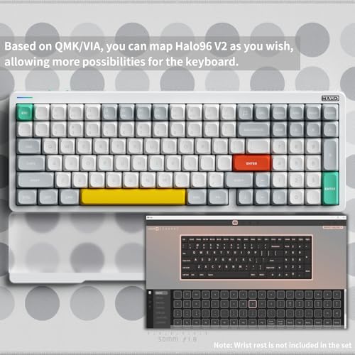 nuphy Halo96 V2 Wireless Keyboard,Gasket Structure,96% Hot Swappable Gaming Keyboard, 99 Kyes RGB Backlit Mechanical Keyboard, Support QMK/VIA,Bluetooth/USB-C/2.4GHz-Black,Raspberry Switches(46gf)