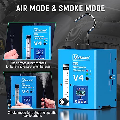 Automotive EVAP Smoke Machine Leak Detector V4, Vacuum Leakage Tester with Digital Pressure Gauge & Air Flowmeter, Fuel Pipe Diagnostic Tester for All 12V Cars, Motorcycles, Trucks, Boats, ATVs