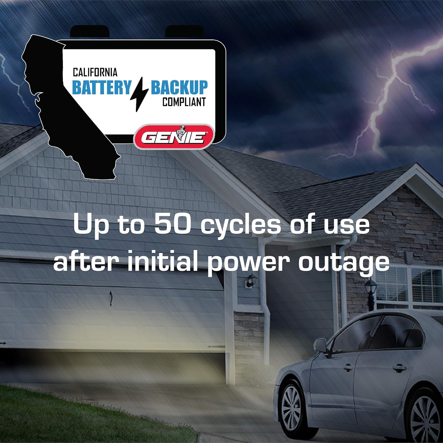 Genie Chain Drive 750 3/4 HPc Garage Door Opener w/Battery Backup - Heavy Duty Chain Drive - Operate your garage door when the primary power is out - Wireless Keypad Included, Model 7035-TKV,BLACK