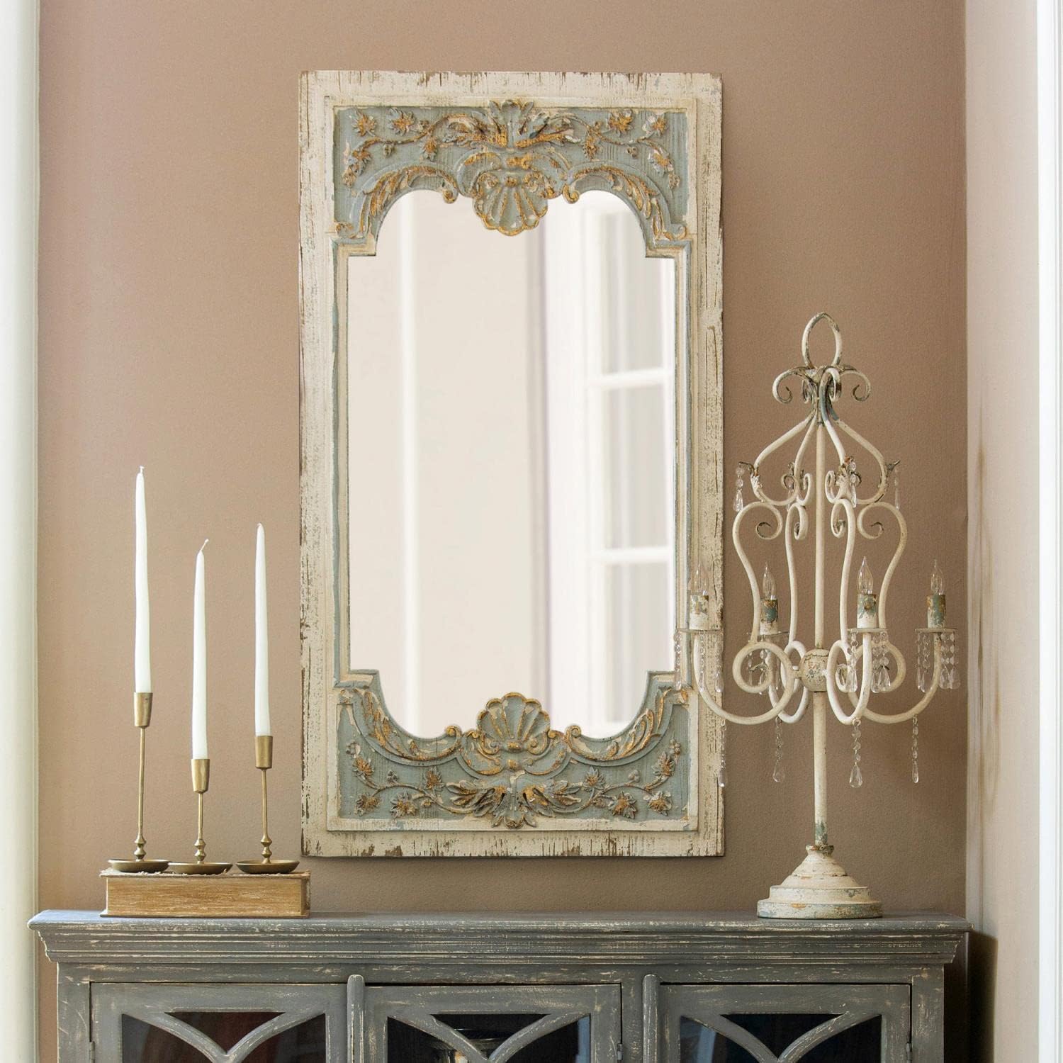 Park Hill Collection Country French Coquille Carved Wood Mirror