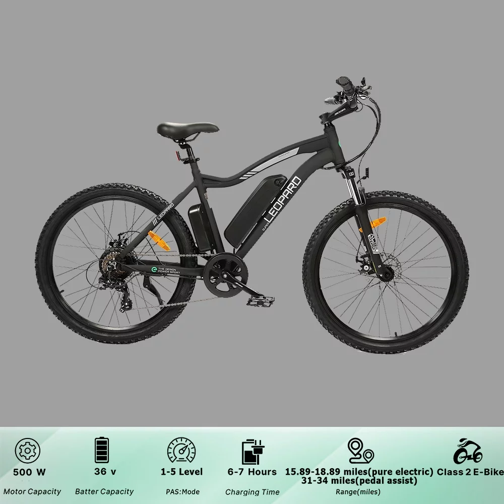 ECOTRIC UL Certified 500W Electric Bike 26" Adult Electric Bicycles 36V 12.5AH Removable Lithium Battery Ebike with Suspension Fork Aluminium Frame Beach Snow Mountain E-Bike for Adults