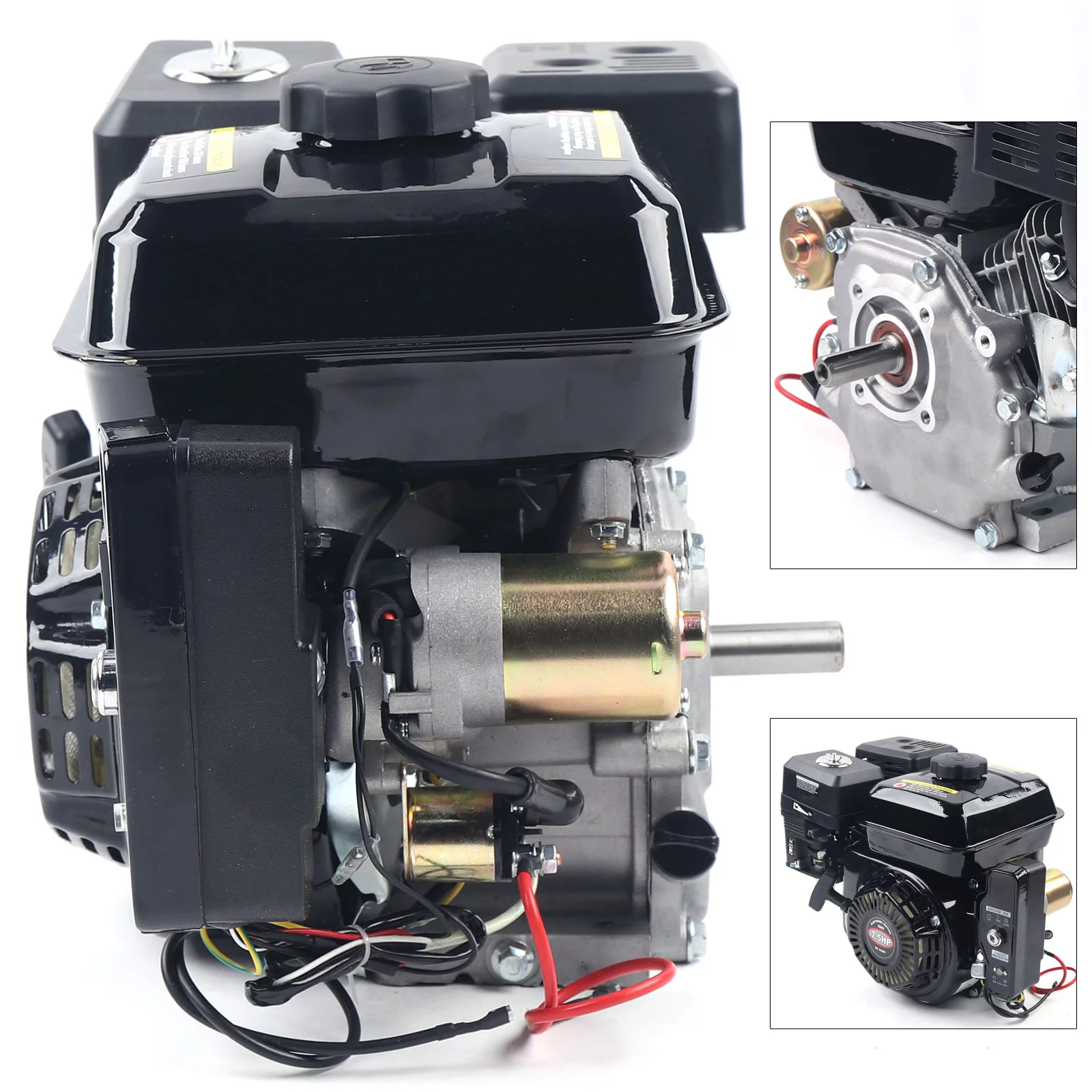Miumaeov 7.5HP Go Kart Engine 212cc 4 Stroke Gas Engine Electric Start Horizontal Engine OHV Gasoline Air Cooling for Lawnmower Scarifier Go Kart Compressor