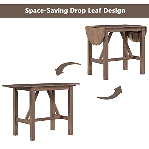 LUMISOL 3 Piece Drop Leaf Table Set, Drop Leaf Table and 2 Chairs, 3 Piece Dining Table Set for Living Room Dining Room Small Place, Counter Height Small Table Set for 2, White