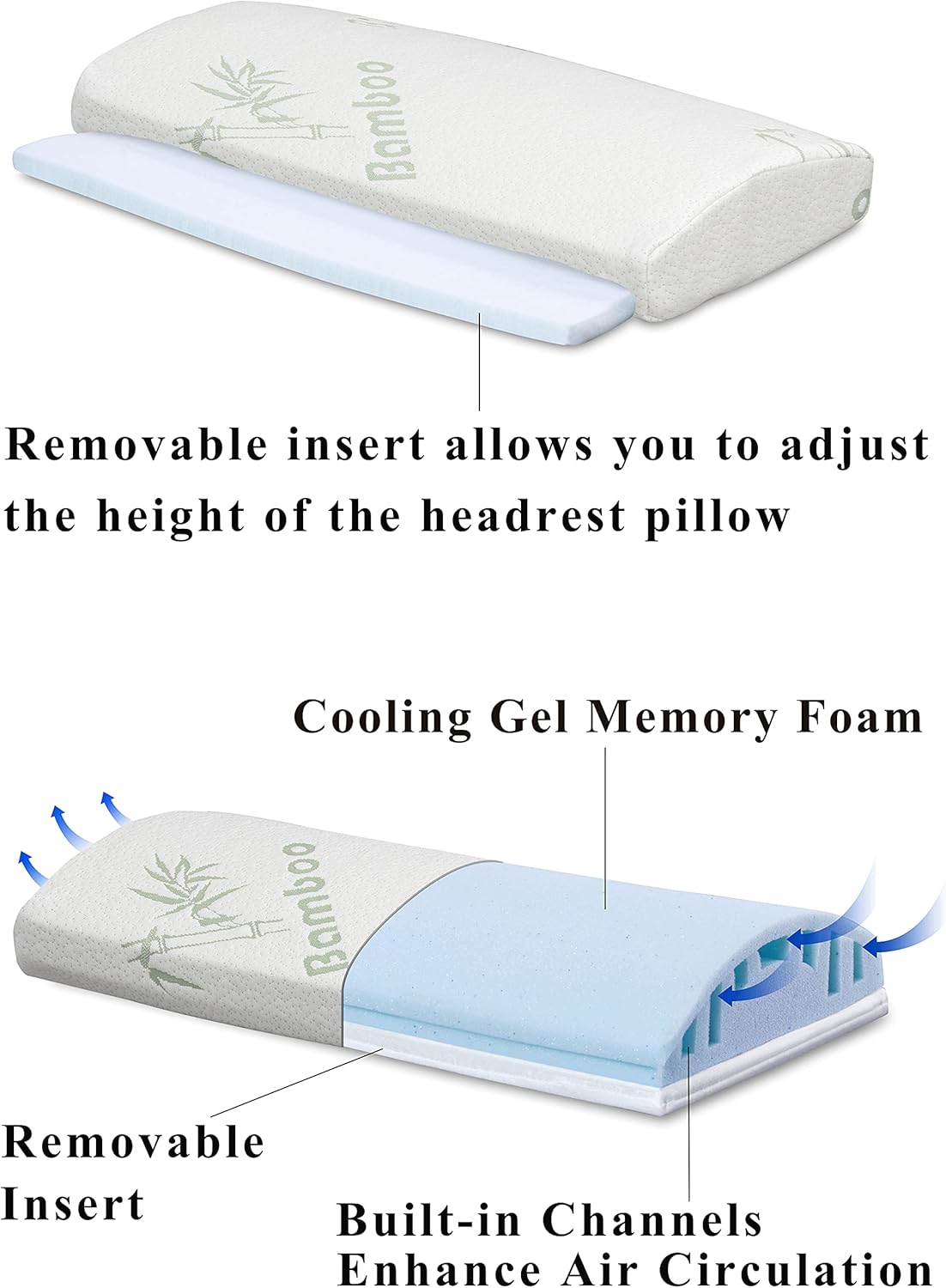 InteVision Extra Large Foam Bed Wedge Pillow (33" x 30.5" x 7.5") & Headrest Pillow in ONE Package - 2" Memory Foam Top - Helps Relief for Acid Reflux, Post Surgery, Snoring, and Back Pain