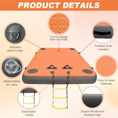 VOFiTNY Inflatable Floating Dock, Swim Platform Floating Dock for Lakes, Lake Floats for Adults, Island Raft Mat for Lake Beach Ocean, Non-Slip Surface