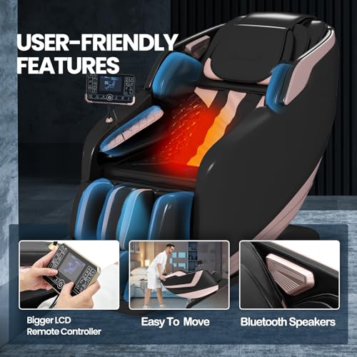 Artist hand Massage Chair Full Body, Zero Gravity Massage Chair, Dual Core SL-Track Massage Recliner Chair with 12 Modes, Bluetooth Speakers, Full Body Airbag Compression, Heating, Foot Rollers, Black