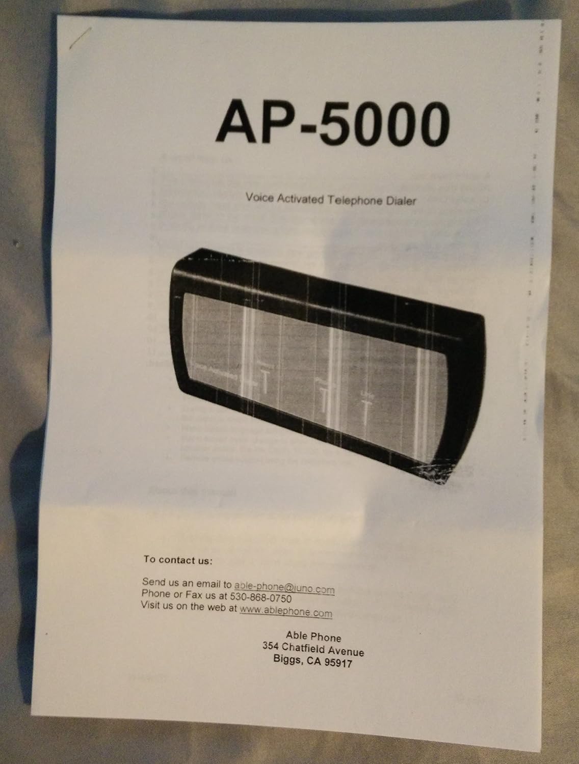 AblePhone AP5000 Voice Activated Telephone Dialer