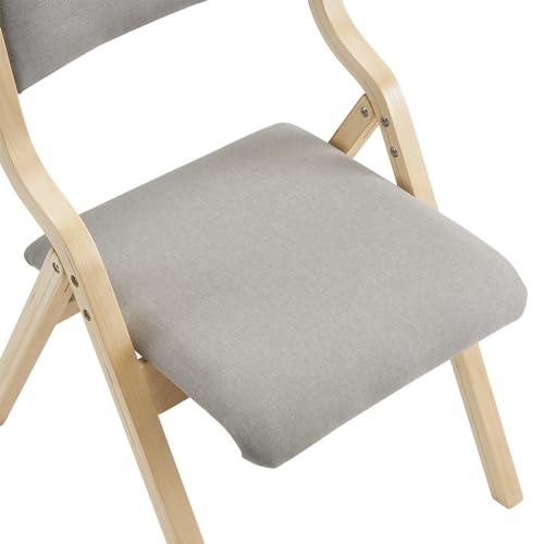 Wooden Padded Folding Chairs 2 Pack, Portable Folding Chairs with Cushions for Guests, Ideal for Kitchen Wedding Party Event
