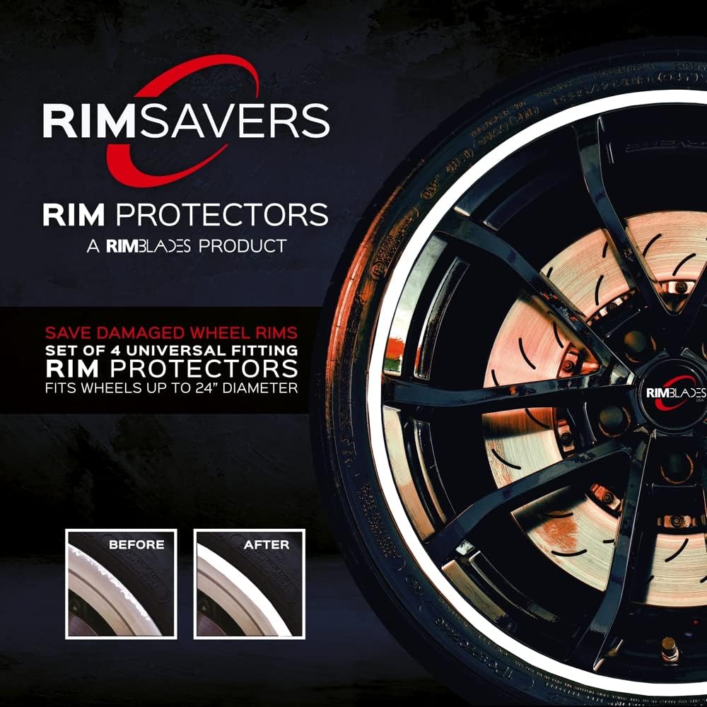 RimSavers RimBlades USA (Yellow) Wheel Rim Protectors Guard Alloy Wheel from Curb Rash – Set of 4 Rim Protectors Easy to Install