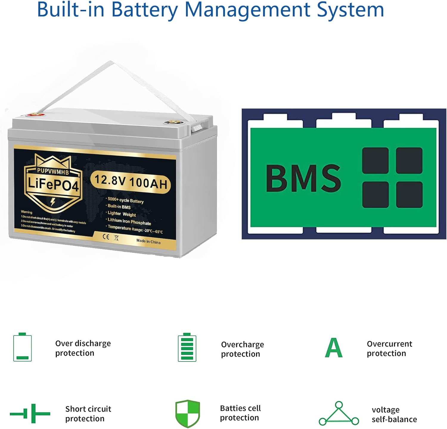 12V 100Ah Bluetooth LiFePO4 Battery, 100Ah Lithium Battery with 100A BMS, 12V Lithium Batteries 15000+ Cycles at 100% DOD, Perfect for RV, Camping, Solar Panel System, Marine, Trolling Motor