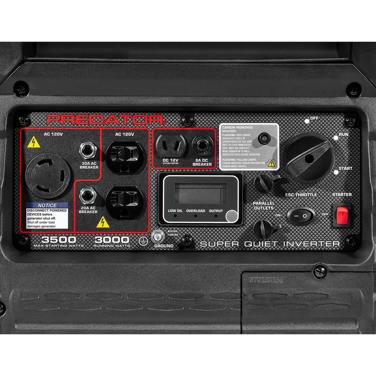 PREDATOR 3500 Watt SUPER QUIET Inverter Generator with CO SECURE Technology, EPA