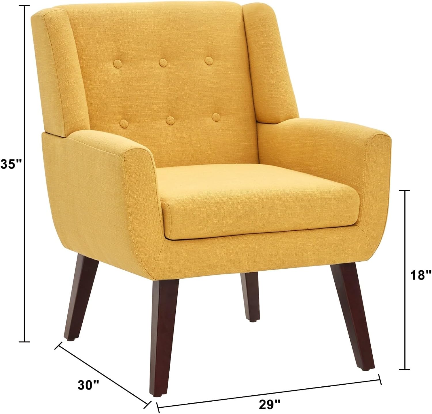 Bed Bath & Beyond HUIMO Modern Linen Upholstered Armchair Tufted Accent Chair Yellow