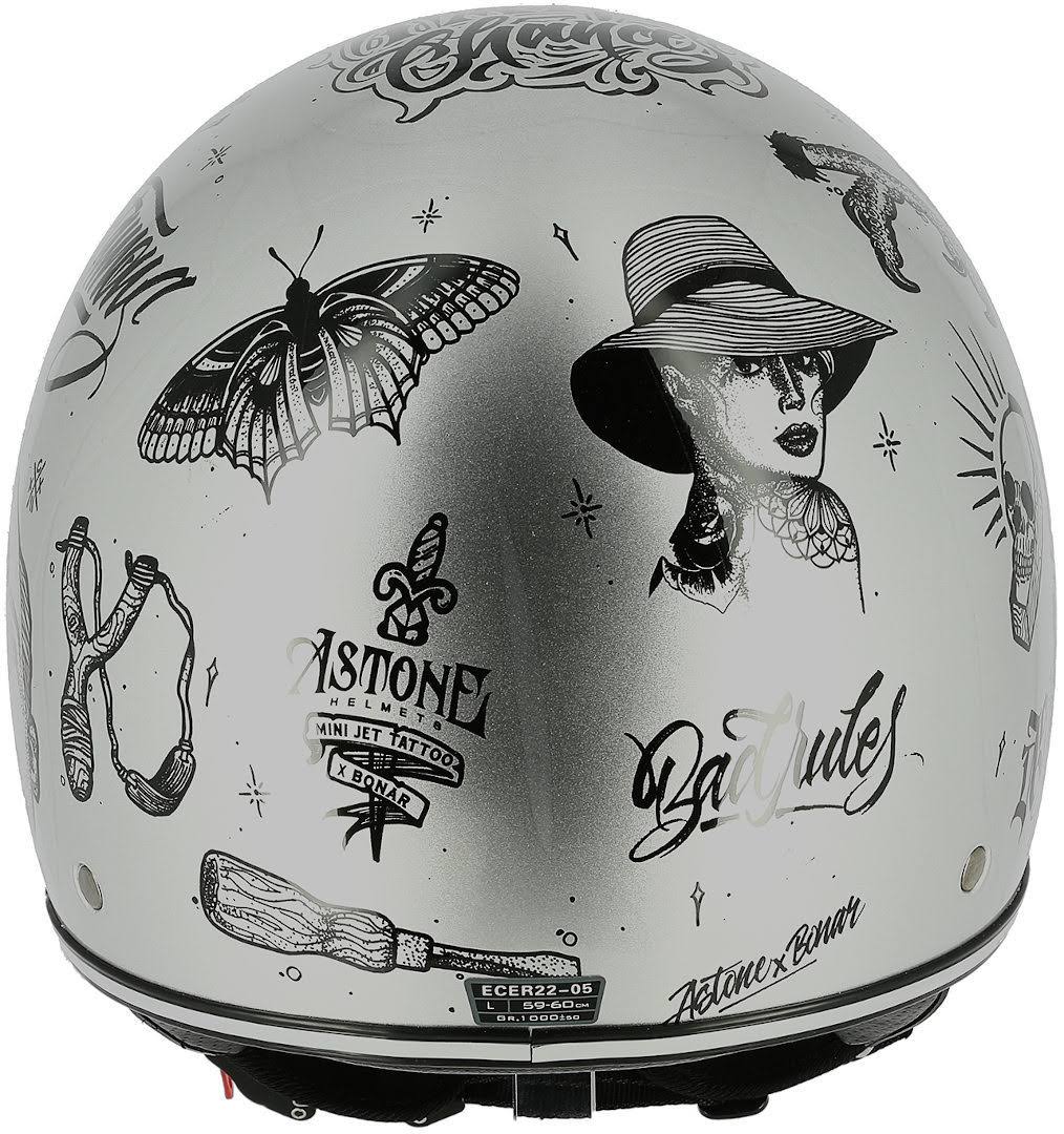 Astone Mini 66 Flash Tattoo Jet Helmet Silver L