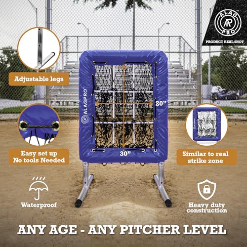 ALAGPRO® The Original 9 Hole Pitching Net with Strike Zone Pocket | Pitching Target for Baseball & Softball Pitchers