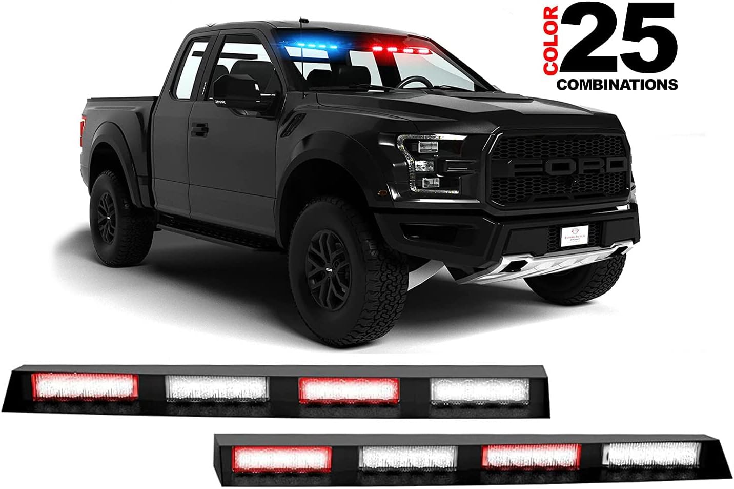 Extreme Tactical Dynamics Elemental 40 Visor Light LED Strobe Visor Light Interior Windshield Light Bar Split Mount Emergency Lights - Blue/White