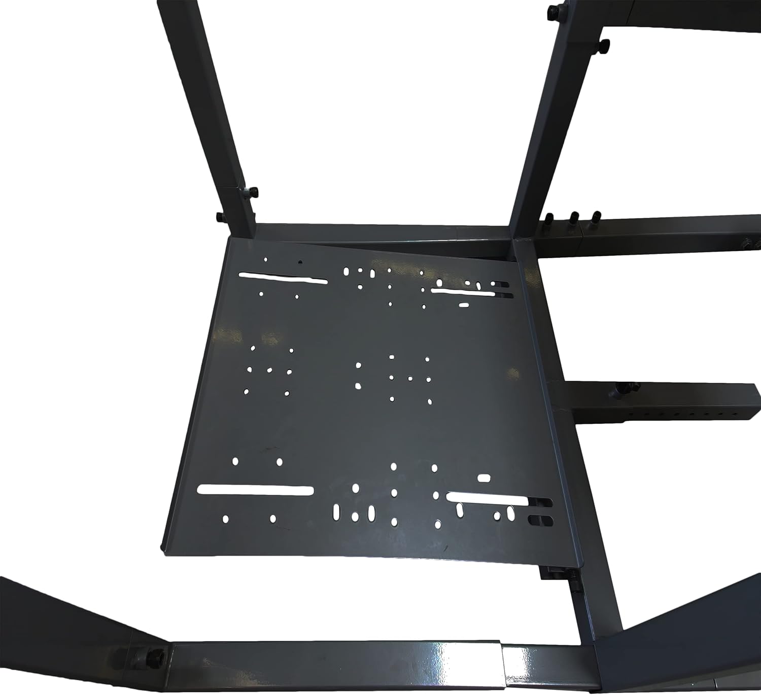 GTR Simulator GTA-F Model Black Frame Triple | Single Monitor Stand with Red White Adjustable Leatherette Seat Racing Driving Gaming Simulator Cockpit Chair
