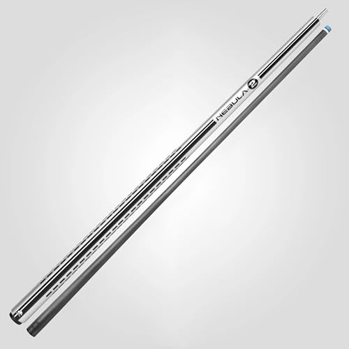 RHINO Nebula 2 Pool Cue - 100% Carbon Fiber Shaft & Composite Butt. Time Crystal Tip, Pro Taper Design, 12.4 mm,12.8 mm. 3/8-8 Joint, 3D Friction Grip. Low Deflection Pool Cue