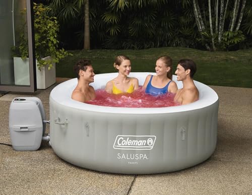 Bestway Coleman Palm Springs 4 to 6 Person EnergySense Smart AirJet Plus Inflatable Hot Tub Outdoor Spa with 140 AirJets and Insulated Cover