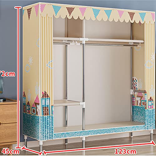 Wardrobe Canvas Wardrobe Portable Wardrobe Shelves with Hanging Rail,Shelves,Clothes Closet Storage Organizer for Bedroom,Living Room,C-123X45X170cm