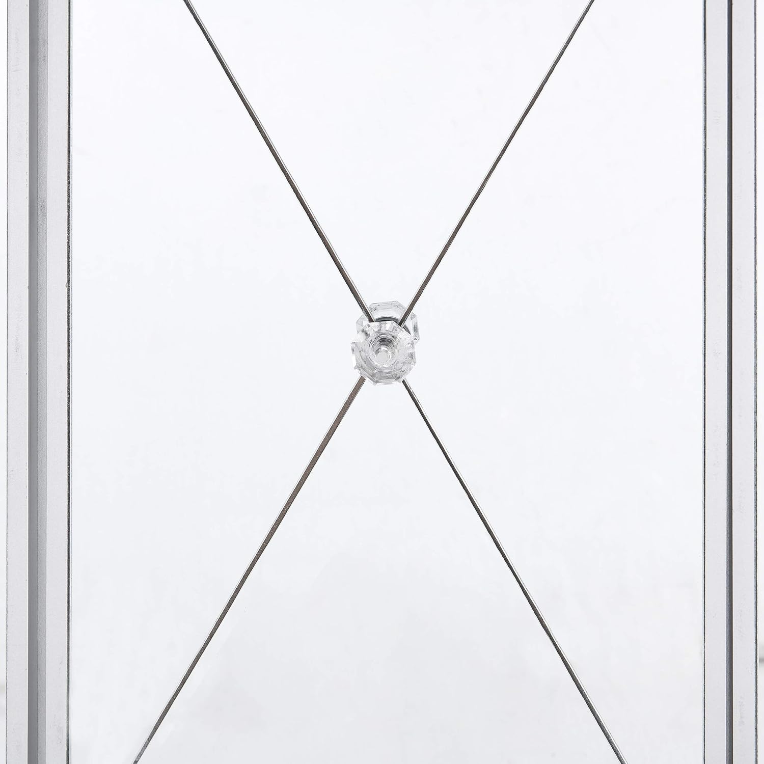SEI FURNITURE Mirage Cabinet, Mirrored with matte silver trim.