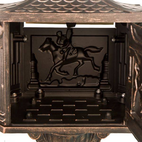 Heavy Duty Mailbox Postal Box Security Cast Aluminum Vertical Pedestal Brown 12404