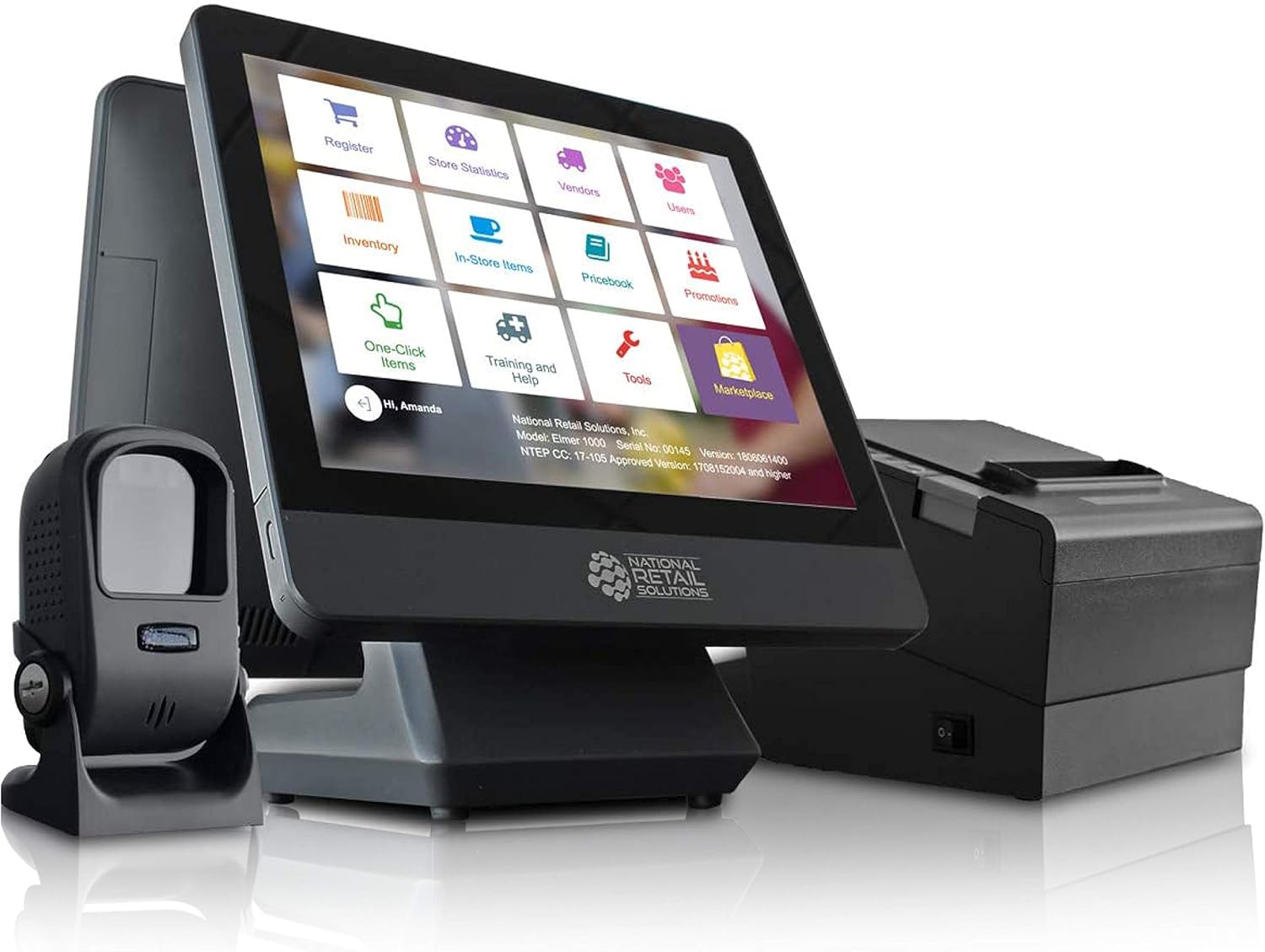 NRS LITE Cash Register for Small Businesses (USA ONLY) - POS System Bundle Includes - Merchant Touch Screen Monitor with Customer-Facing Display, Barcode Scanner & Thermal Receipt Printer