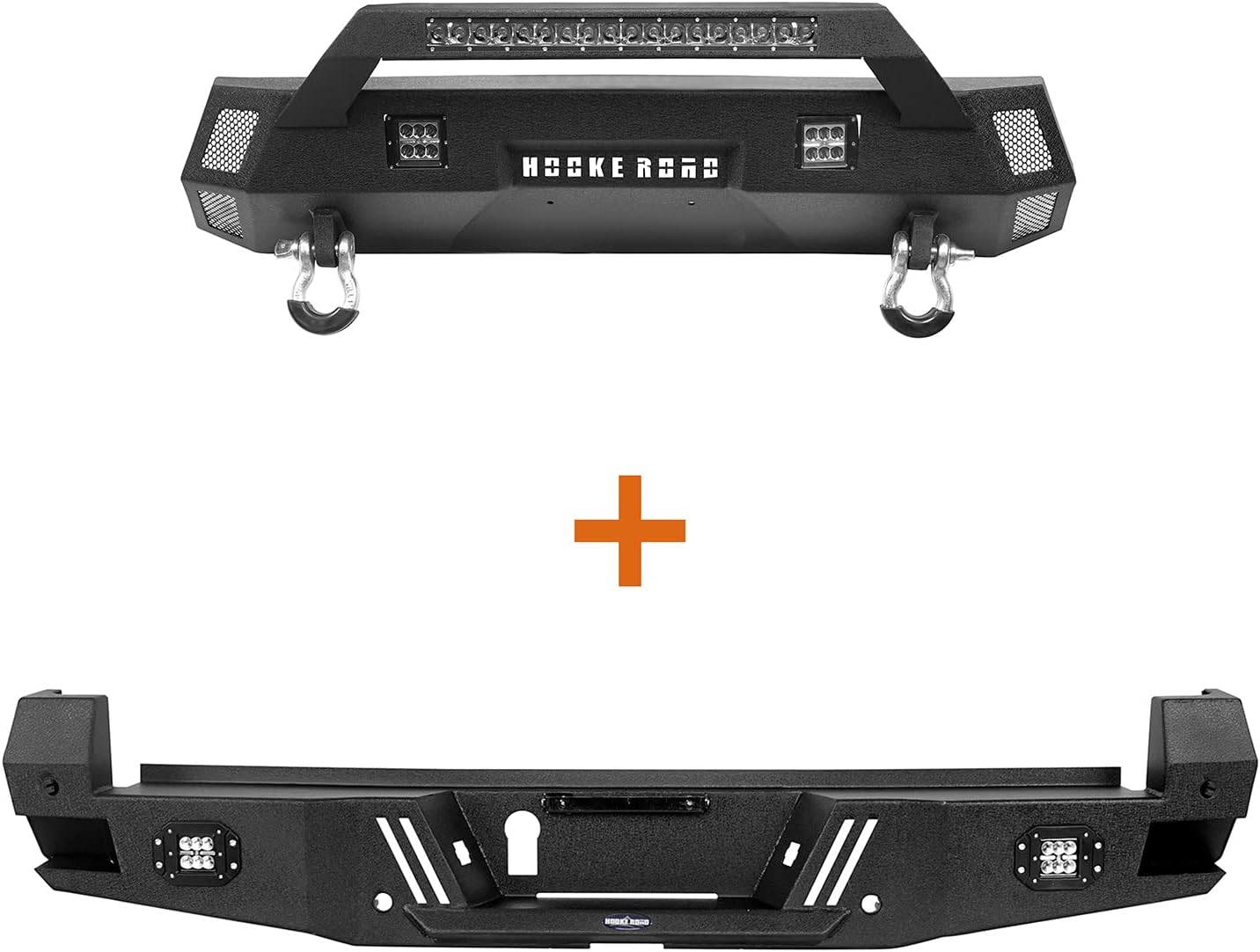 Hooke Road Tacoma Rear Bumper w/Sensor Holes + Stubby Front Bumper for Toyota Tacoma 3rd Gen 2016 2017 2018 2019 2020 2021 2022