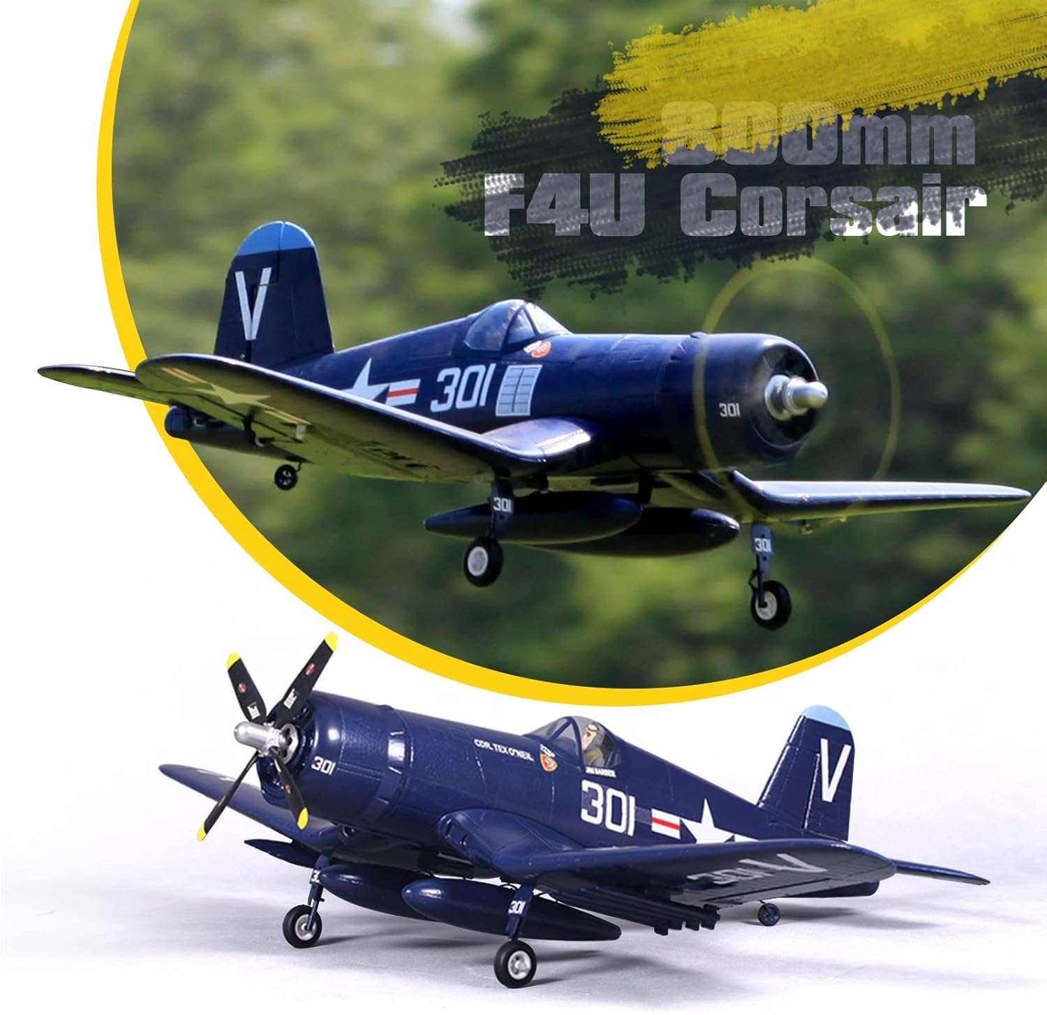 Fms Rc Planes for Adults Remote Control Airplane 800mm F4U Corsair V2 Blue 4 CH Hobby Rc Airplanes PNP (No Radio, Battery, Charger) and FS-SM001 New RC Flight Simulator Controller