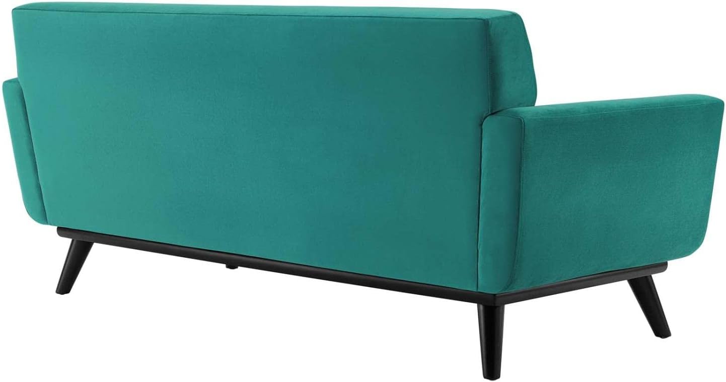 Modway Engage Channel Tufted Performance Velvet Loveseat in Teal