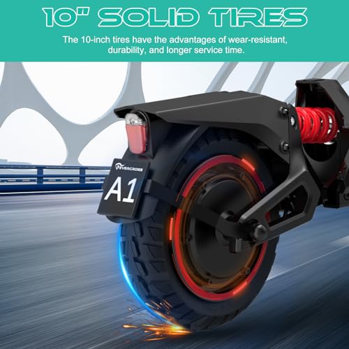 EVERCROSS A1 Electric Scooter for Adults - 800W Portable Commuting Scooter with Double Braking System, Dual Suspension and 10'' Honeycomb Solid Tires, Up to 31 Miles Long Range & 28 Mph…