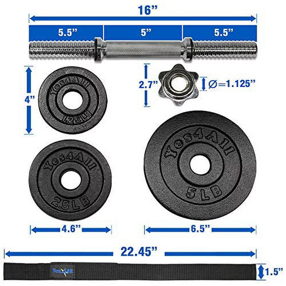Yes4All 200 lbs Adjustable Dumbbell Weight Set, Cast Iron Dumbbell, Pair