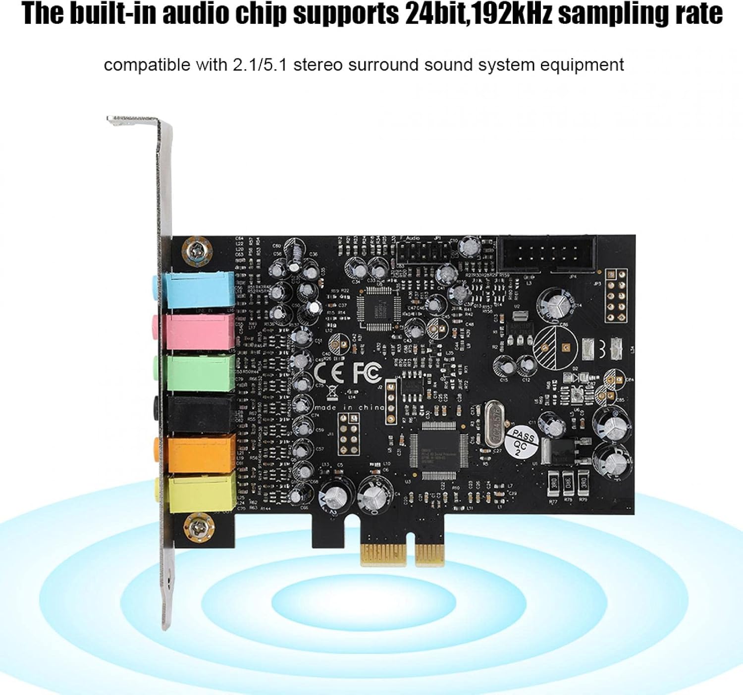 Mxzzand Sound Card PCI-E 7.1 High Performance Internal Surround Clear Sound Effect for Computer Desktop