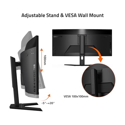 GIGABYTE GS34WQC 34" 1440P Curved Gaming Monitor, 3440x1440 VA 1500R Display, 1ms (MPRT) Response Time, HDR Ready, FreeSync Premium