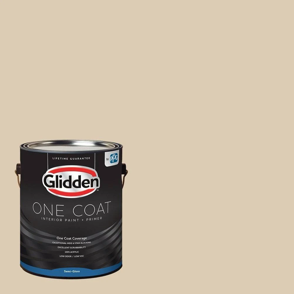 Glidden Interior Paint + Primer: Beige/Seriously Sand, One Coat, Semi-Gloss, 1-Gallon