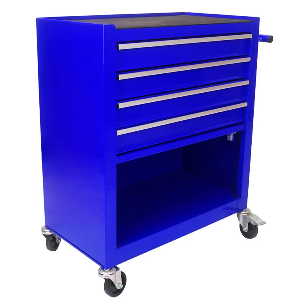 4 Drawers Rolling Tool Chest Cabinet with Wheels, Tool Storage Cabinet and Tool Box Organizer for Garage Warehouse Workshop, Blue
