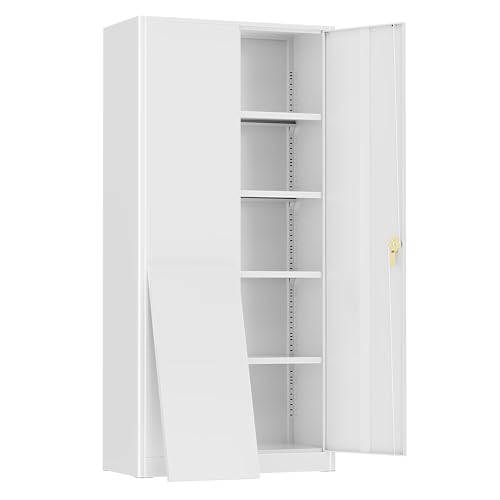 Incbruce 72” Metal Storage Cabinet, Garage Cabinets and Storage System with Doors and Shelves, Tall Lockable Tool Cabinet for Garage, Office, Home (Black)