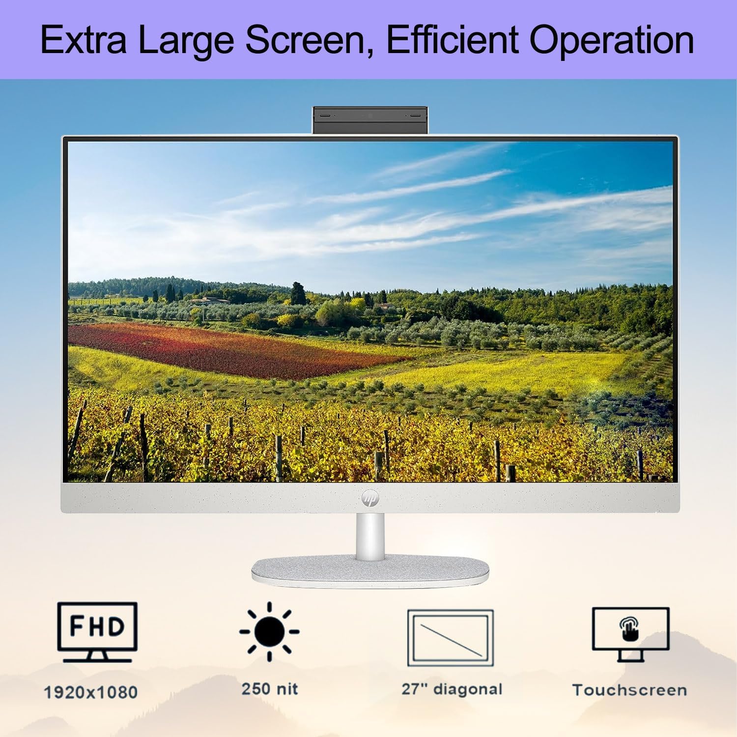 HP Essential Business All-in-One, 27" FHD Touchscreen, Intel Core i7-1355U, 16GB RAM, 1TB SSD, IR Camera, Wired Keyboard & Mouse, HDMI, RJ45, Wi-Fi 6, Windows 11 Pro, White
