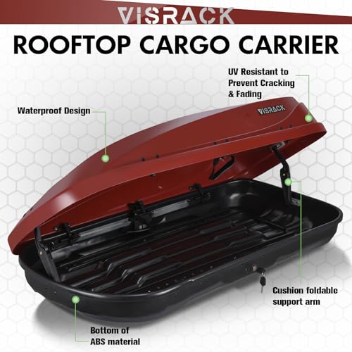 Hard Shell Roof Cargo Box, 13 Cu.Ft Gray Car Roof Top Cargo Carrier with Lock, Dual-Side Opening Luggage Storage Box, 56"x30"x13.7", Fits Most Crossbars, Tool-Free Install