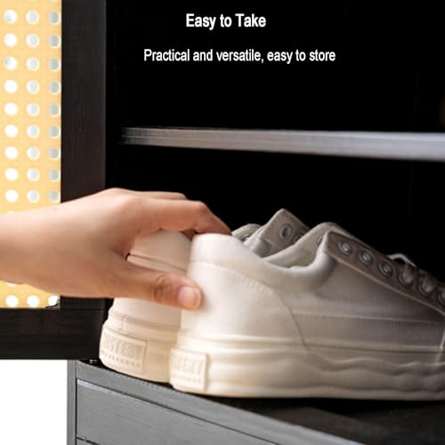 Shoe Storage Cabinet with Doors, Bamboo Narrow Slim Shoe Rack Cabinet Hidden Shoe Shelf Organizer for Closet Hallway Bedroom Entryway Living Room,B-43 * 32 * 97cm