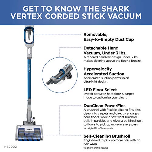 Shark HV322 Rocket Deluxe Pro Corded Stick Vacuum with LED Headlights, XL Dust Cup, Lightweight, Perfect for Pet Hair Pickup, Converts to a Hand Vacuum, with Pet Attachments, Bordeaux/Silver