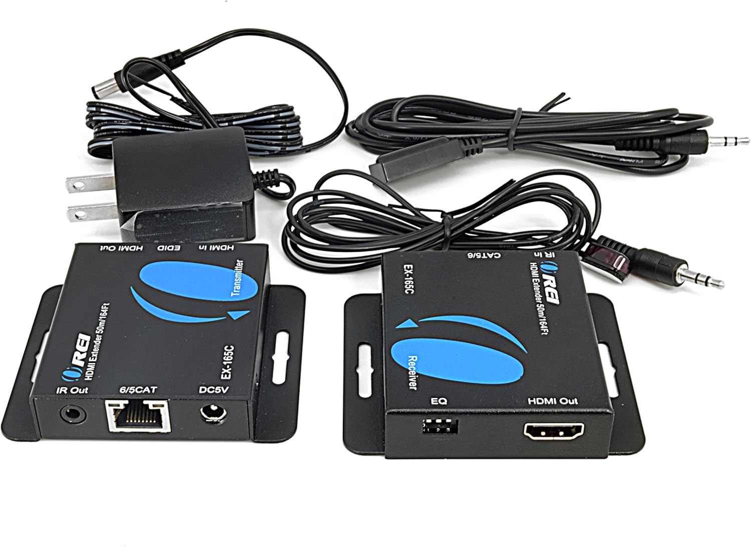 HDMI Extender Over LAN by Orei Single CAT6A/Cat7 Cable 1080P @ 60Hz with IR - Up to 160 ft - Loop Out Function - Digital Full HD