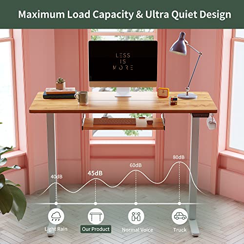 FEZIBO Standing Desk with Keyboard Tray, 40 × 24 Inches Electric Height Adjustable Desk, Sit Stand Up Desk, Computer Office Desk, Light Rustic