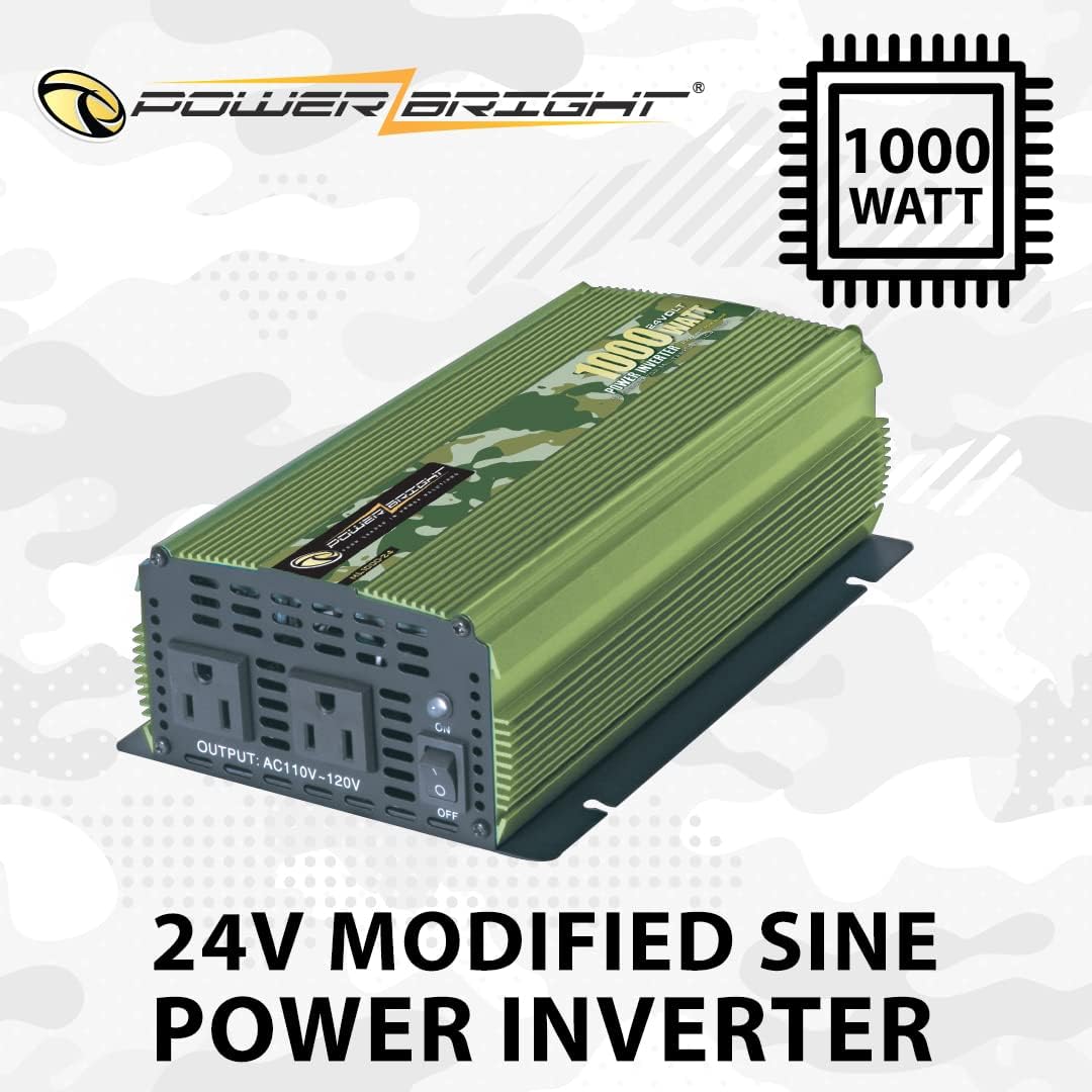 PowerBright 3500 Watt Power Inverter, DC 24V to 120V AC Car Inverter w/ Four AC Outlets, LCD Digital Display & Wireless Remote Control - CE Approved