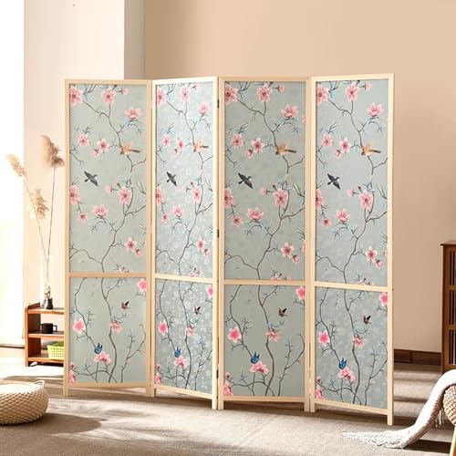 Portable Room Separators Divider Wall, 4 Panel Privacy Partition Rustic Folding Screen for Studio Apartment, Commercial Hotels Dressing Screen for Home Office Bedroom (Size : 1.8m/6ft Tall)