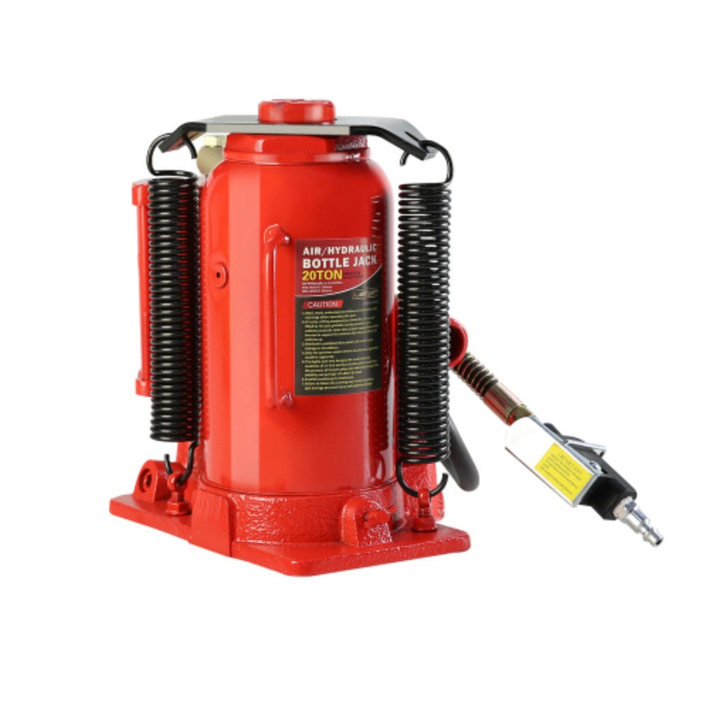 20 Ton Air Hydraulic Bottle Jack, with Manual Hand Pump Used for The Maintenance of Automobiles, Agricultural Vehicles, Heavy Trucks, Mobile Machinery, and Heavy Equipment  Red + Steel + 20T