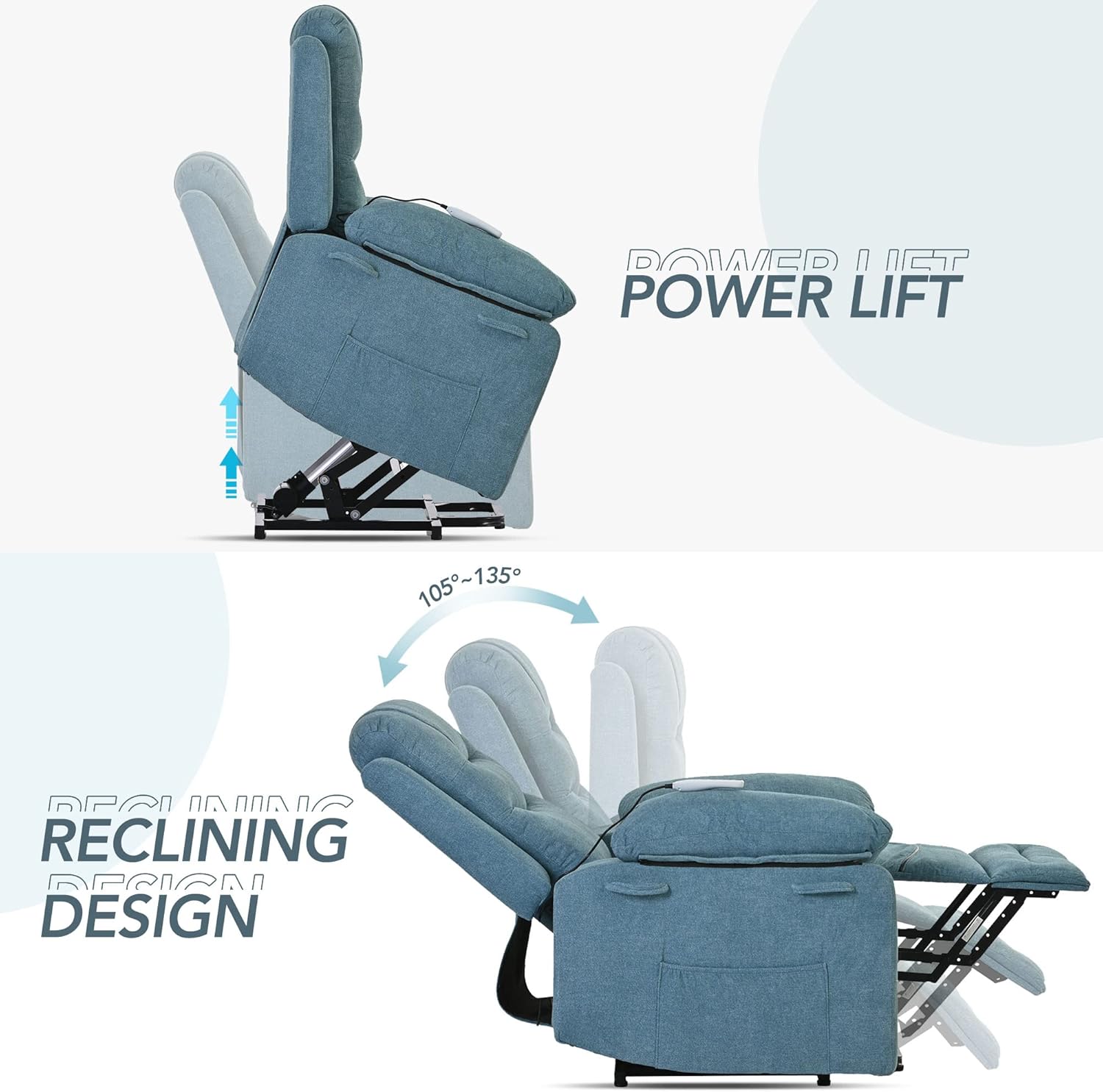 Massage Recliner Chair,Power Lift Chair for Elderly with Adjustable Massage and Heating Function,Recliner Chair with Infinite Position and Side Pocket for Living Room