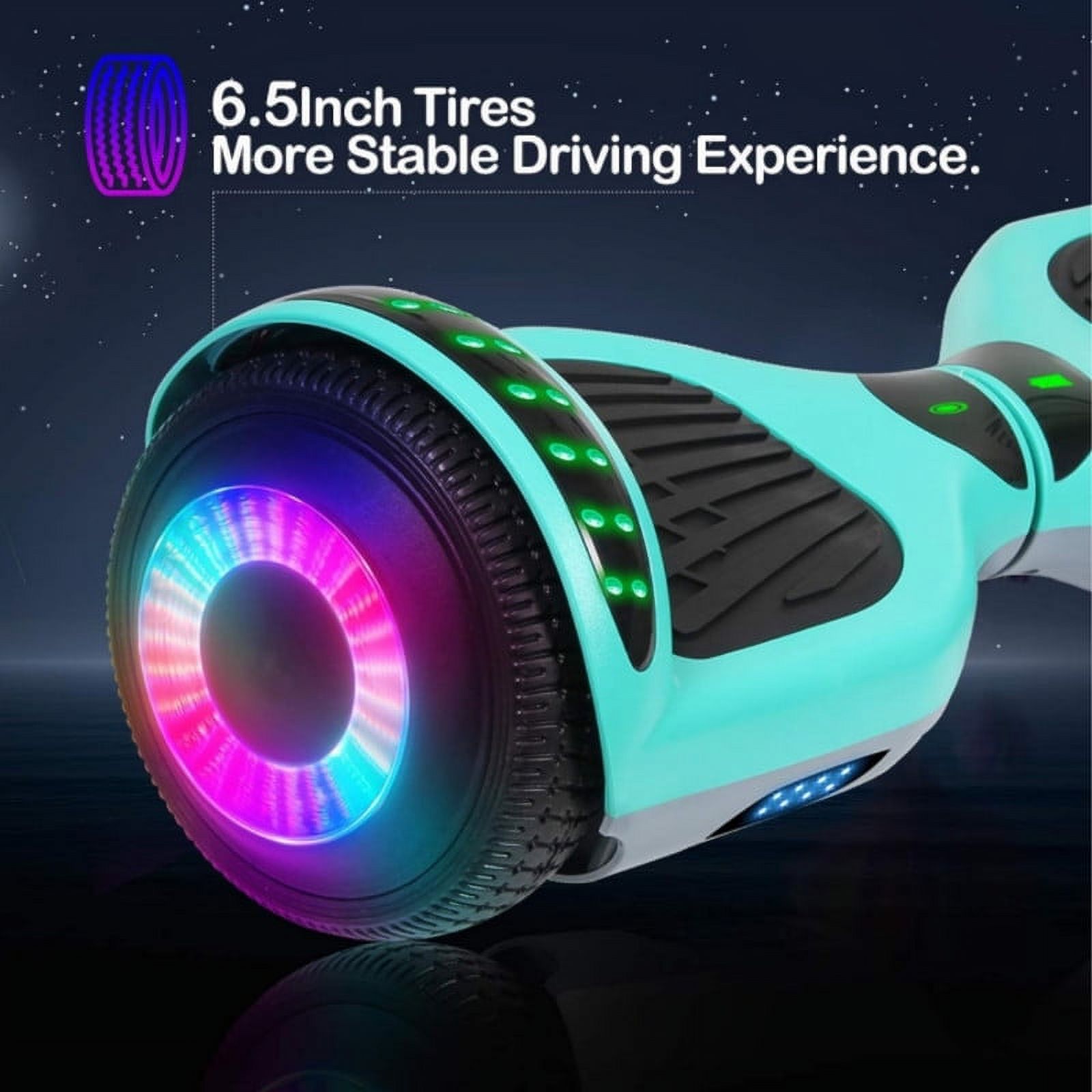 SISIGAD My First Hoverboard 6.5 inch Off-Road All Terrain Hoverboard with LED Flash Wheels for Teens, Inlaid Motor, Green Gray